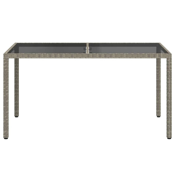 vidaXL Garden Table 150x90x75 cm Tempered Glass and Poly Rattan Grey