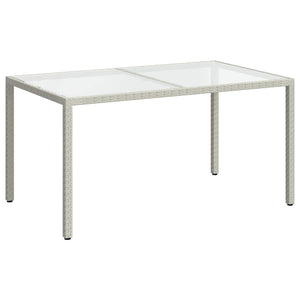 vidaXL Garden Table 150x90x75 cm Tempered Glass Poly Rattan White