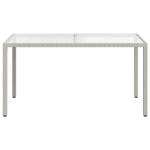 vidaXL Garden Table 150x90x75 cm Tempered Glass Poly Rattan White