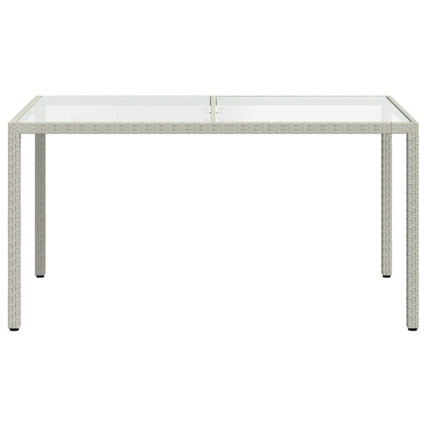 vidaXL Garden Table 150x90x75 cm Tempered Glass Poly Rattan White