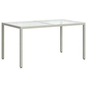 vidaXL Garden Table 150x90x75 cm Tempered Glass Poly Rattan White