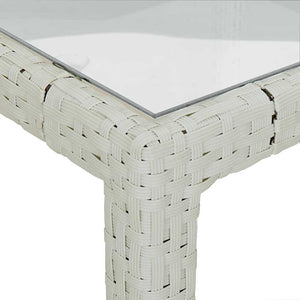 vidaXL Garden Table 150x90x75 cm Tempered Glass Poly Rattan White