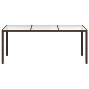 vidaXL Garden Table Brown 190x90x75 cm Tempered Glass and Poly Rattan