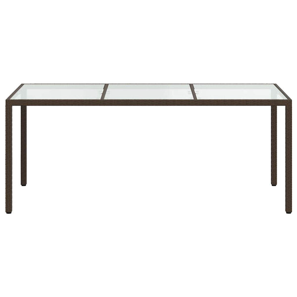 vidaXL Garden Table Brown 190x90x75 cm Tempered Glass and Poly Rattan