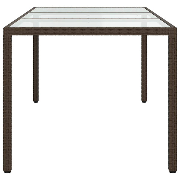 vidaXL Garden Table Brown 190x90x75 cm Tempered Glass and Poly Rattan