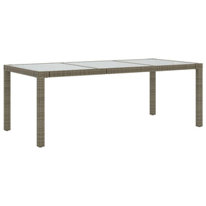 vidaXL Garden Table Gray 190x90x75 cm Tempered Glass and Poly Rattan
