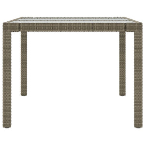 vidaXL Garden Table Gray 190x90x75 cm Tempered Glass and Poly Rattan