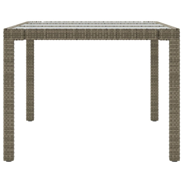 vidaXL Garden Table Gray 190x90x75 cm Tempered Glass and Poly Rattan