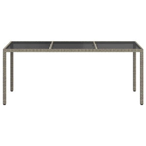 vidaXL Garden Table Grey 190x90x75 cm Tempered Glass and Poly Rattan