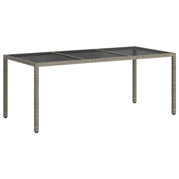vidaXL Garden Table Grey 190x90x75 cm Tempered Glass and Poly Rattan