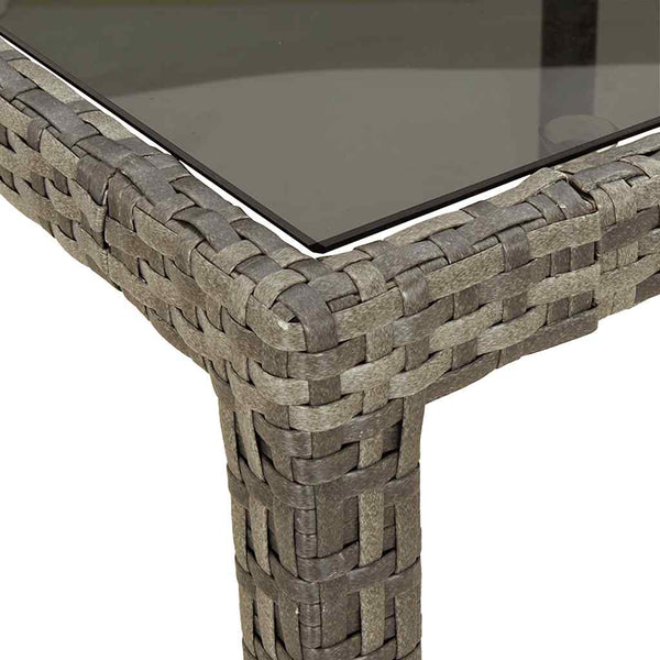 vidaXL Garden Table Grey 190x90x75 cm Tempered Glass and Poly Rattan