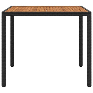 vidaXL Garden Table 90x90x75 cm Poly Rattan and Acacia Wood Black