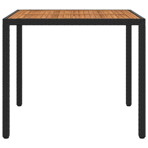 vidaXL Garden Table 90x90x75 cm Poly Rattan and Acacia Wood Black