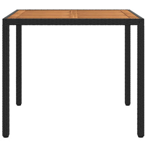 vidaXL Garden Table 90x90x75 cm Poly Rattan and Acacia Wood Black