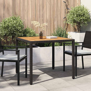 vidaXL Garden Table 90x90x75 cm Poly Rattan and Acacia Wood Black