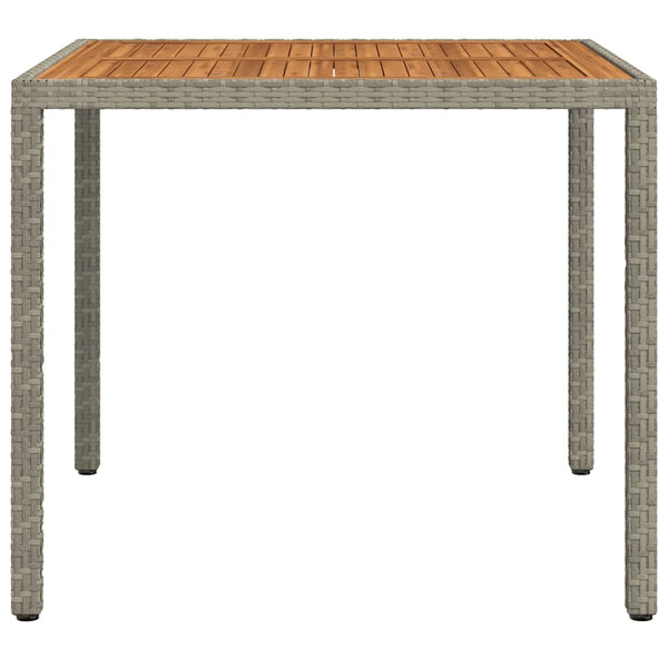 vidaXL Garden Table 90x90x75 cm Poly Rattan and Acacia Wood Grey