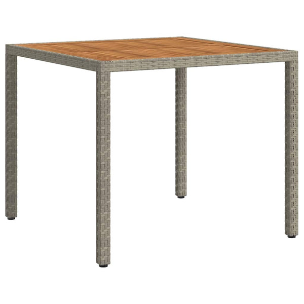 vidaXL Garden Table 90x90x75 cm Poly Rattan and Acacia Wood Grey