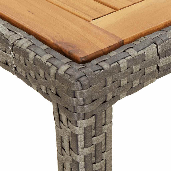 vidaXL Garden Table 90x90x75 cm Poly Rattan and Acacia Wood Grey