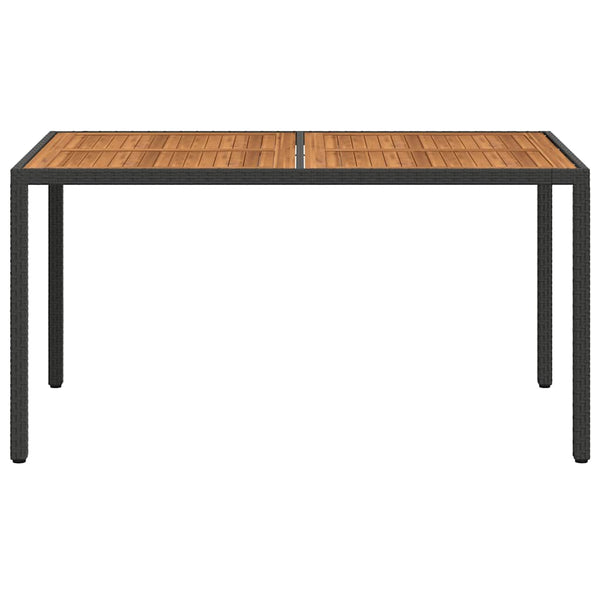 vidaXL Garden Table 150x90x75 cm Poly Rattan and Acacia Wood Black