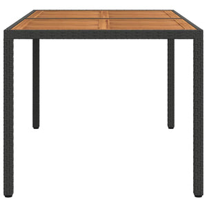 vidaXL Garden Table 150x90x75 cm Poly Rattan and Acacia Wood Black