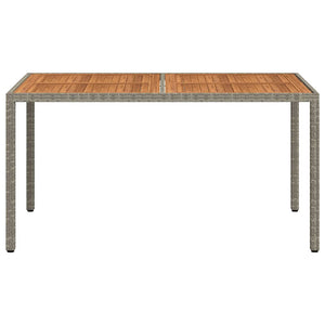 vidaXL Garden Table 150x90x75 cm Poly Rattan and Acacia Wood Grey