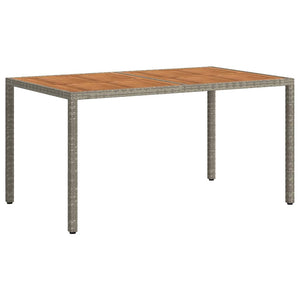 vidaXL Garden Table 150x90x75 cm Poly Rattan and Acacia Wood Grey