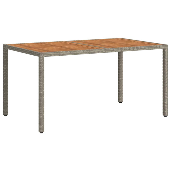 vidaXL Garden Table 150x90x75 cm Poly Rattan and Acacia Wood Grey