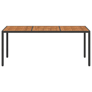 vidaXL Garden Table 190x90x75 cm Poly Rattan and Acacia Wood Black