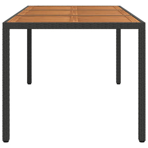 vidaXL Garden Table 190x90x75 cm Poly Rattan and Acacia Wood Black