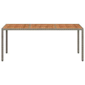 vidaXL Garden Table 190x90x75 cm Poly Rattan and Acacia Wood Grey