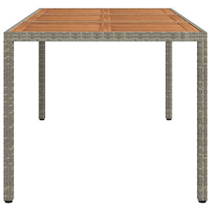 vidaXL Garden Table 190x90x75 cm Poly Rattan and Acacia Wood Grey