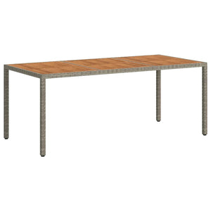 vidaXL Garden Table 190x90x75 cm Poly Rattan and Acacia Wood Grey
