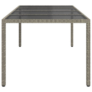 vidaXL Garden Dining Table Grey 250x100x75 cm Tempered Glass and Poly Rattan