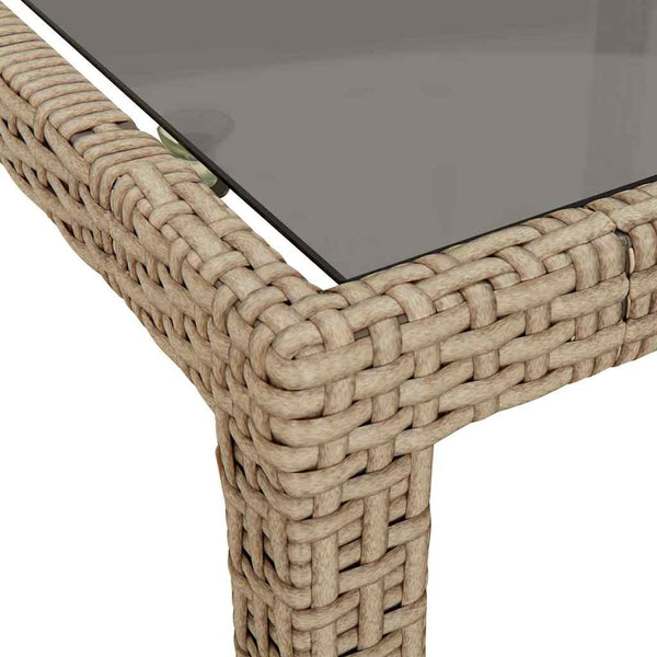 vidaXL Garden Table Beige 250x100x75 cm Tempered Glass and Poly Rattan