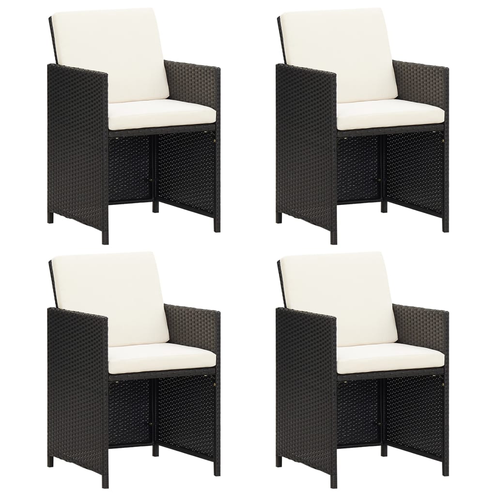 vidaXL Garden Chairs 4 pcs Poly Rattan Black
