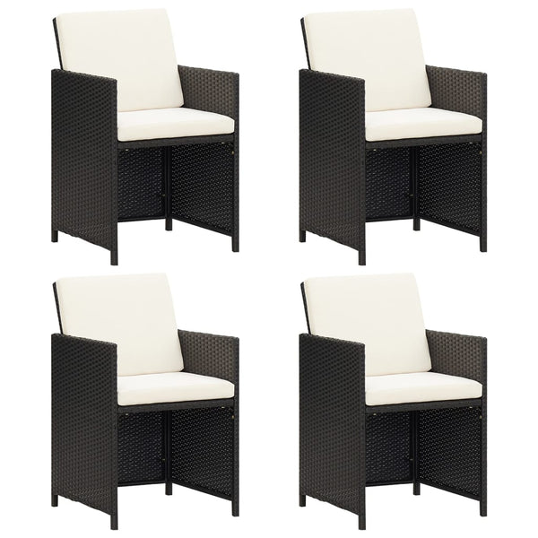 vidaXL Garden Chairs 4 pcs Poly Rattan Black