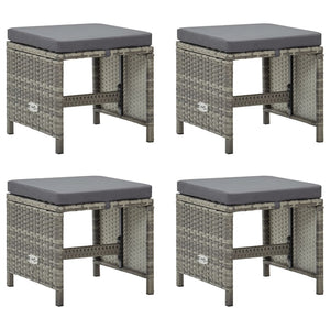 vidaXL Garden Stools 4 pcs with Seat Cushions Poly Rattan Grey