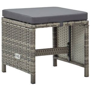 vidaXL Garden Stools 4 pcs with Seat Cushions Poly Rattan Grey