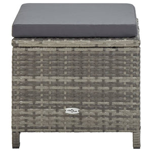 vidaXL Garden Stools 4 pcs with Seat Cushions Poly Rattan Grey