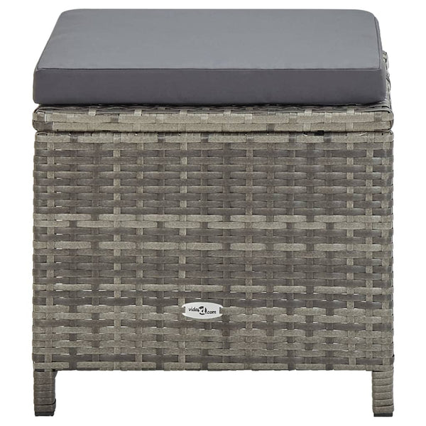 vidaXL Garden Stools 4 pcs with Seat Cushions Poly Rattan Grey