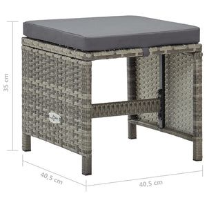 vidaXL Garden Stools 4 pcs with Seat Cushions Poly Rattan Grey