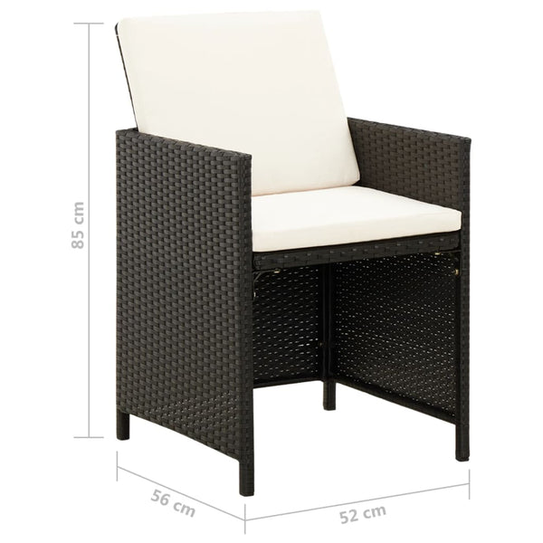vidaXL 4-Piece Garden Chair and Stool Set Poly Rattan Black