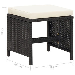 vidaXL 4-Piece Garden Chair and Stool Set Poly Rattan Black