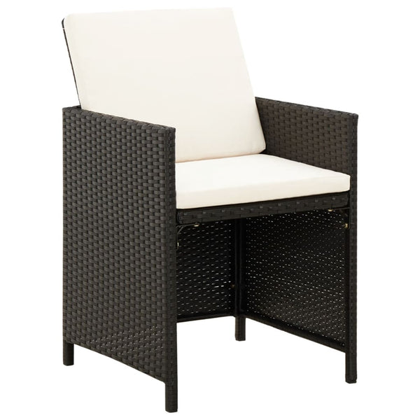 vidaXL 4-Piece Garden Chair and Stool Set Poly Rattan Black
