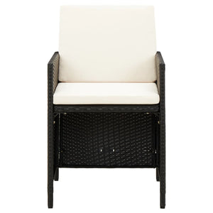 vidaXL 4-Piece Garden Chair and Stool Set Poly Rattan Black