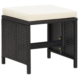 vidaXL 4-Piece Garden Chair and Stool Set Poly Rattan Black