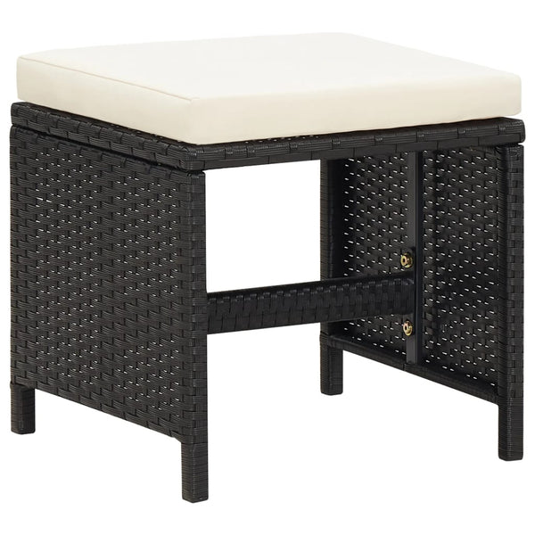vidaXL 4-Piece Garden Chair and Stool Set Poly Rattan Black
