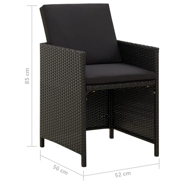 vidaXL 4-Piece Garden Chair and Stool Set Poly Rattan Black