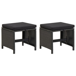 vidaXL 4-Piece Garden Chair and Stool Set Poly Rattan Black