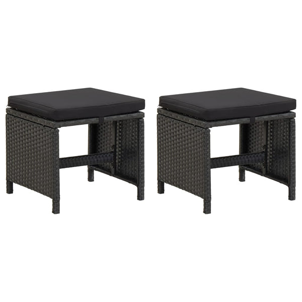 vidaXL 4-Piece Garden Chair and Stool Set Poly Rattan Black